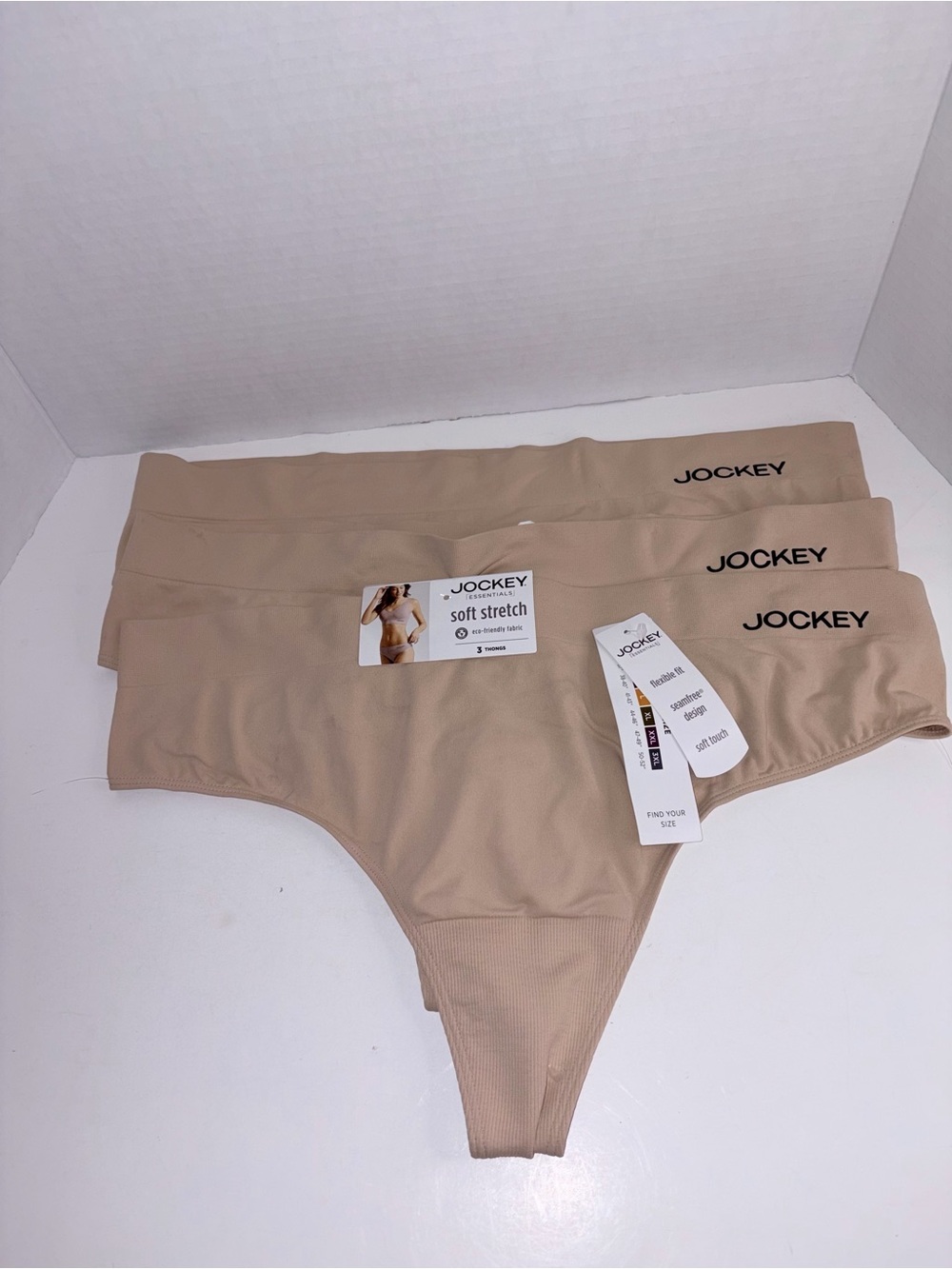 Jockey Essentials Soft Touch Seamless Thong Panties 3 Pack Size 3XL